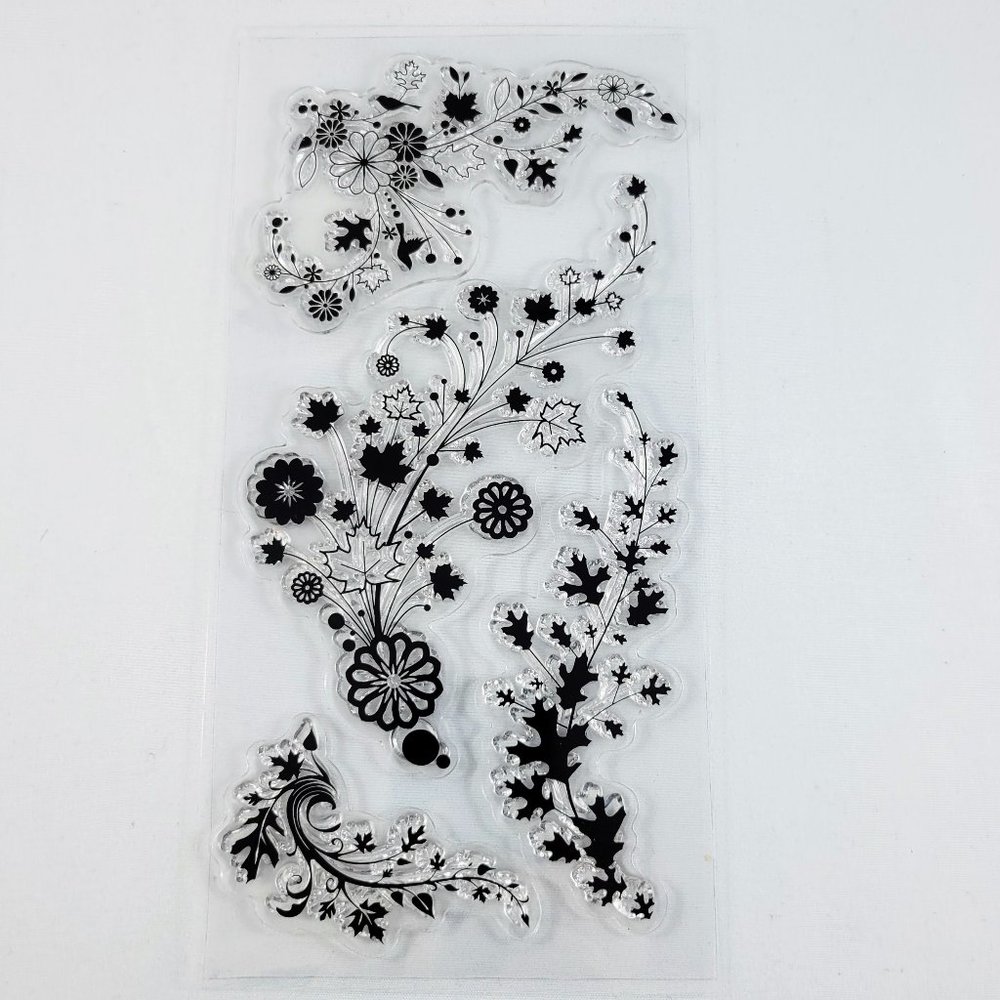 Fall Leaves Clear Stamps Inkadinkado Foliage Trails Flourish Paper Crafts Card